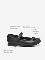 Black Matt Narrow Fit (E) School Leather Bow Mary Jane Shoes - Image 7 of 7