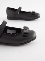 Black Matt Narrow Fit (E) School Leather Bow Mary Jane Shoes - Image 9 of 10