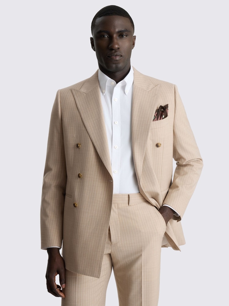 MOSS Natural Tailored Fit Wool Blend Stripe Performance Suit Jacket - Image 1 of 5