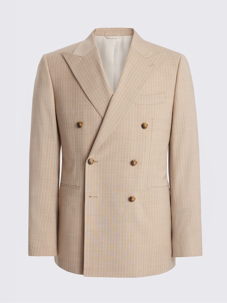 MOSS Natural Tailored Fit Wool Blend Stripe Performance Suit Jacket - Image 5 of 5