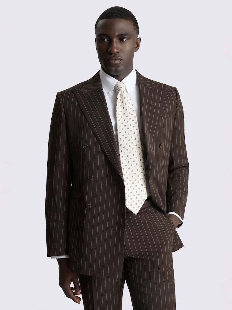 MOSS Brown Tailored Fit Wool Blend Stripe Performance Suit Jacket - Image 1 of 5 MOSS Brown Tailored Fit Wool Blend Stripe Performance Suit Jacket - Image 1 of 5