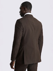 MOSS Brown Tailored Fit Wool Blend Stripe Performance Suit Jacket - Image 3 of 5