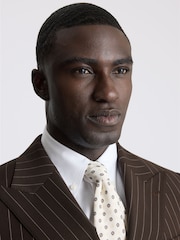 MOSS Brown Tailored Fit Wool Blend Stripe Performance Suit Jacket - Image 4 of 5