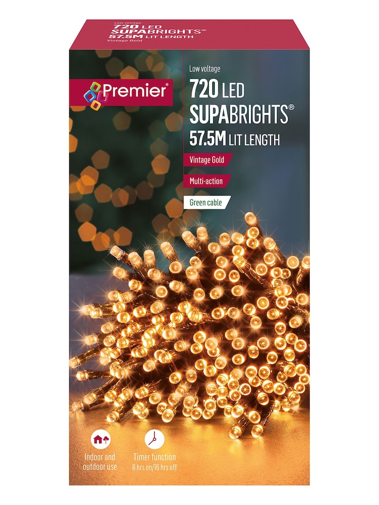 Premier Decorations Ltd Warm White 720 Supabrights LED Christmas Lights With Timer 57.5M - Image 2 of 4