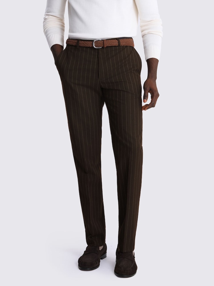 MOSS Brown Slim Fit Stripe Suit Trousers - Image 1 of 3 MOSS Brown Slim Fit Stripe Suit Trousers - Image 1 of 3