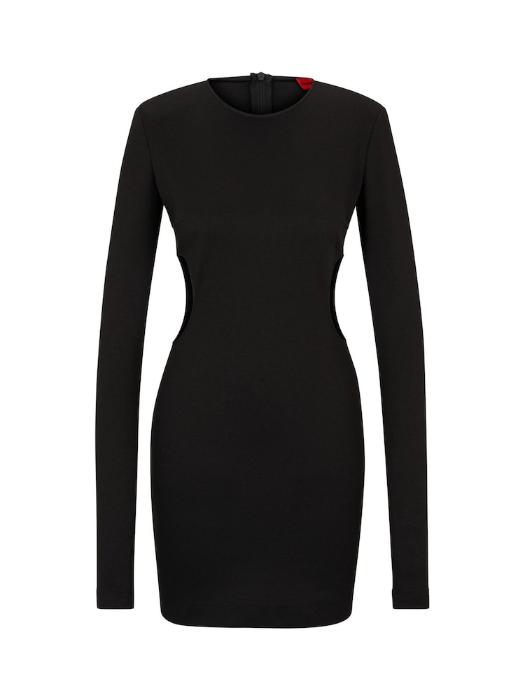 HUGO Long-Sleeved Jersey Black Dress with Side Cut-Outs - Image 5 of 5 HUGO Long-Sleeved Jersey Black Dress with Side Cut-Outs - Image 5 of 5