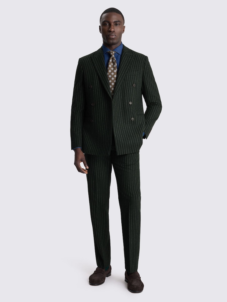 MOSS Dark Green & Taupe Tailored Fit Wool Blend Stripe Suit Jacket - Image 2 of 5 MOSS Dark Green & Taupe Tailored Fit Wool Blend Stripe Suit Jacket - Image 2 of 5