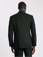 MOSS Dark Green & Taupe Tailored Fit Wool Blend Stripe Suit Jacket - Image 3 of 5