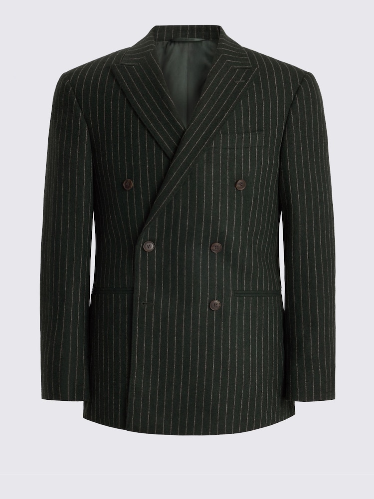 MOSS Dark Green & Taupe Tailored Fit Wool Blend Stripe Suit Jacket - Image 5 of 5 MOSS Dark Green & Taupe Tailored Fit Wool Blend Stripe Suit Jacket - Image 5 of 5