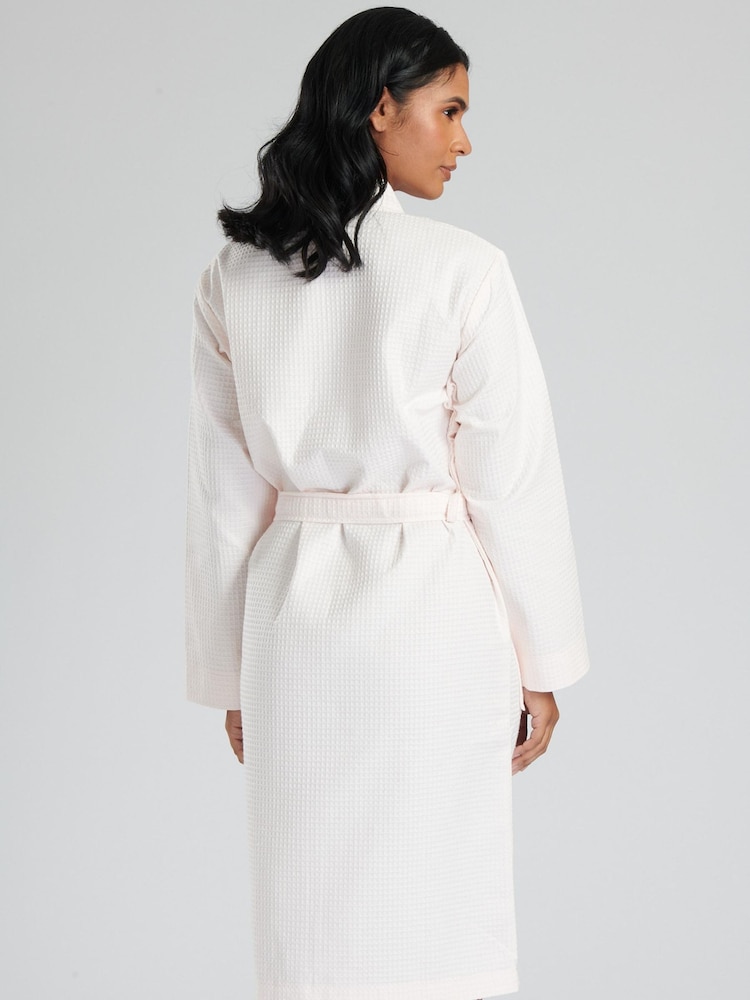 Loungeable Pink 100% Cotton Waffle Robe - Image 2 of 6