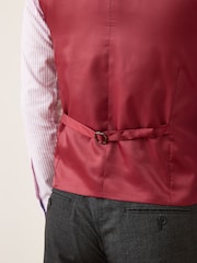 Charcoal Grey Regular Fit Wool Mix Textured Suit Waistcoat - Image 3 of 6