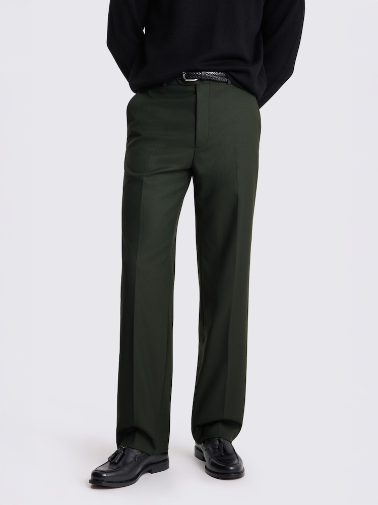 MOSS Khaki Green Relaxed Fit Flannel Suit Trousers - Image 1 of 3 MOSS Khaki Green Relaxed Fit Flannel Suit Trousers - Image 1 of 3
