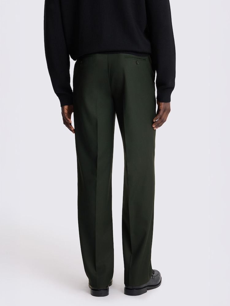 MOSS Khaki Green Relaxed Fit Flannel Suit Trousers - Image 2 of 3 MOSS Khaki Green Relaxed Fit Flannel Suit Trousers - Image 2 of 3