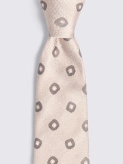 MOSS Cream Silk Square Geometric Tie - Image 2 of 2