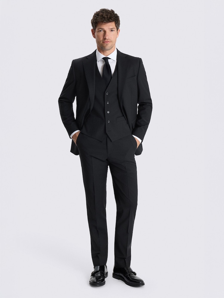 MOSS Black Tailored Fit Wool Blend Performance Suit Jacket - Image 2 of 7 MOSS Black Tailored Fit Wool Blend Performance Suit Jacket - Image 2 of 7