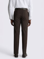 MOSS Brown Tailored Fit Wool Blend Stripe Performance Suit Trousers - Image 2 of 3