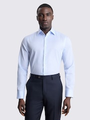 MOSS Blue Tailored Fit Cotton Stripe Shirt - Image 1 of 3