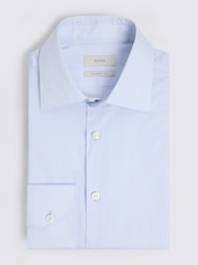 MOSS Blue Tailored Fit Cotton Stripe Shirt - Image 3 of 3