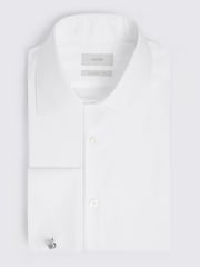 MOSS White Tailored Fit Cotton Twill Double Cuff Shirt - Image 3 of 3