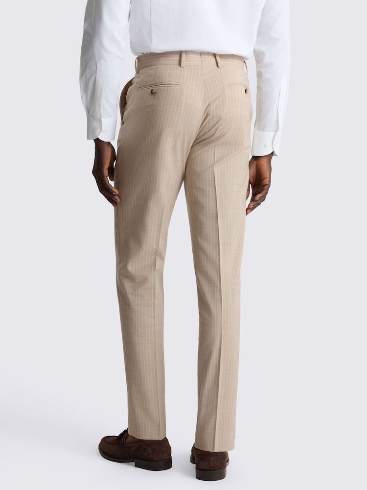 MOSS Natural Tailored Fit Wool Blend Stripe Performance Suit Trousers - Image 2 of 3 MOSS Natural Tailored Fit Wool Blend Stripe Performance Suit Trousers - Image 2 of 3