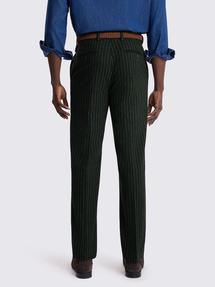 MOSS Dark Green & Taupe Tailored Fit Wool Blend Stripe Suit Trousers - Image 2 of 3 MOSS Dark Green & Taupe Tailored Fit Wool Blend Stripe Suit Trousers - Image 2 of 3