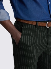 MOSS Dark Green & Taupe Tailored Fit Wool Blend Stripe Suit Trousers - Image 3 of 3