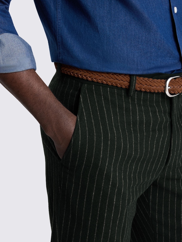 MOSS Dark Green & Taupe Tailored Fit Wool Blend Stripe Suit Trousers - Image 3 of 3 MOSS Dark Green & Taupe Tailored Fit Wool Blend Stripe Suit Trousers - Image 3 of 3