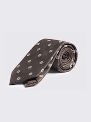 MOSS Brown Silk Floral Tie - Image 1 of 2