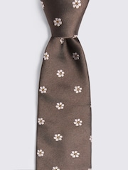 MOSS Brown Silk Floral Tie - Image 2 of 2