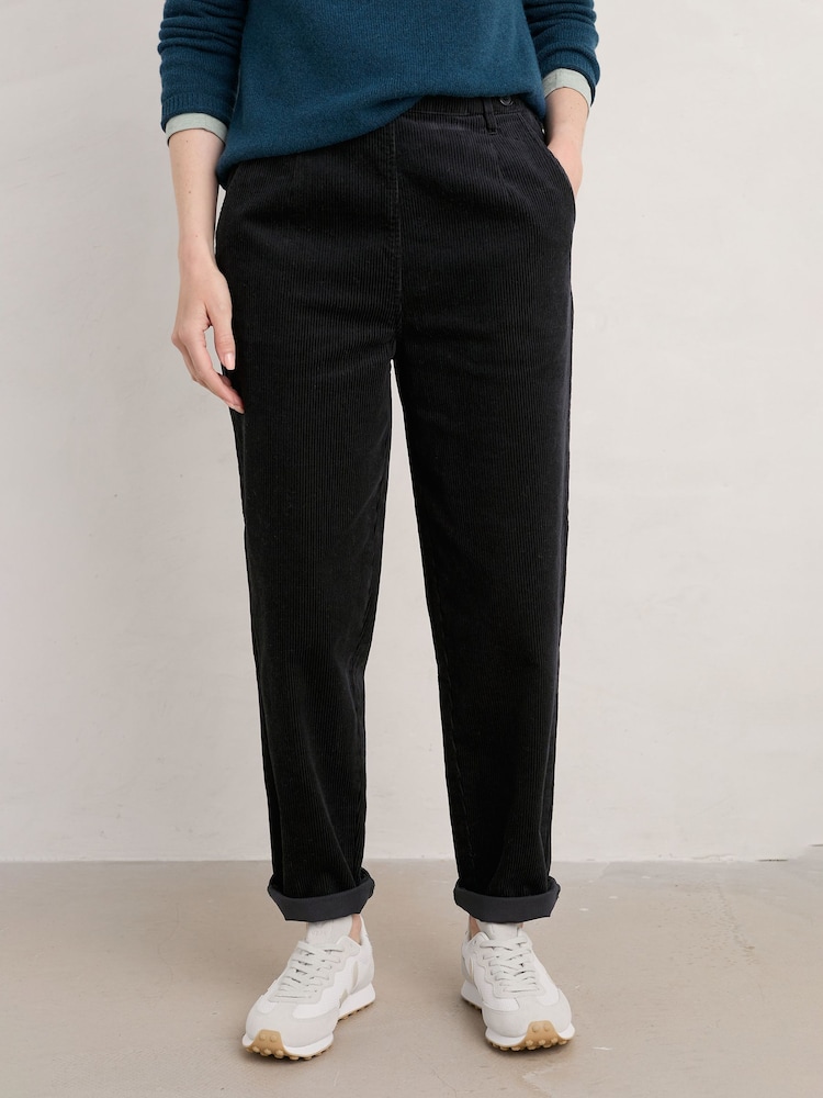 Seasalt Cornwall Dark Black Petite Porfell 100% Cotton Trousers - Image 2 of 5 Seasalt Cornwall Dark Black Petite Porfell 100% Cotton Trousers - Image 2 of 5