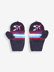 JoJo Maman Bébé Navy Boys' Red Arrows Striped Gloves - Image 1 of 3