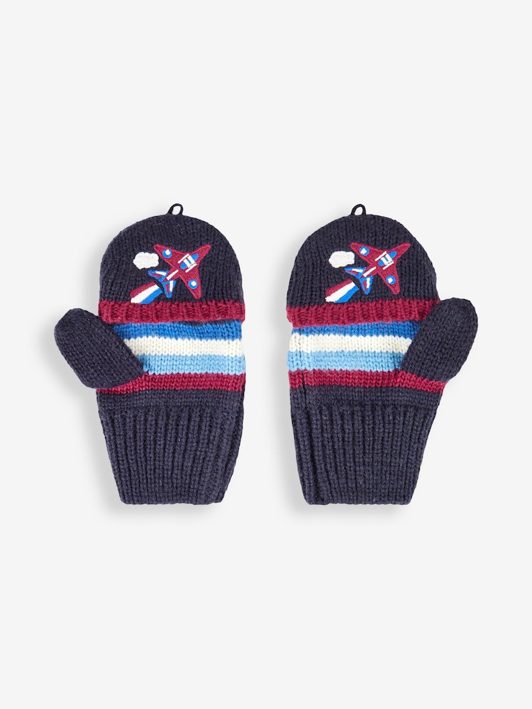 JoJo Maman Bébé Navy Boys' Red Arrows Striped Gloves - Image 1 of 3