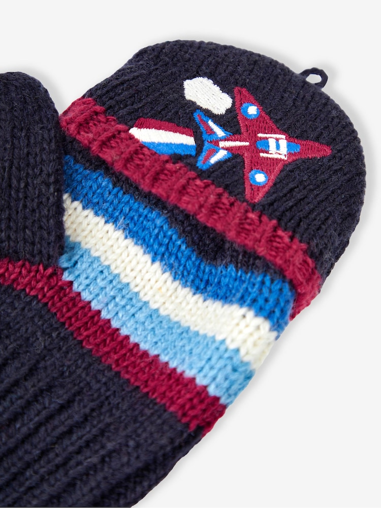 JoJo Maman Bébé Navy Boys' Red Arrows Striped Gloves - Image 3 of 3