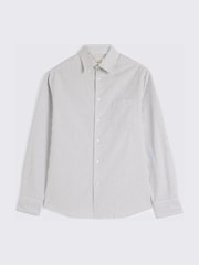 MOSS Green Washed Cotton Oxford Stripe Shirt - Image 4 of 4
