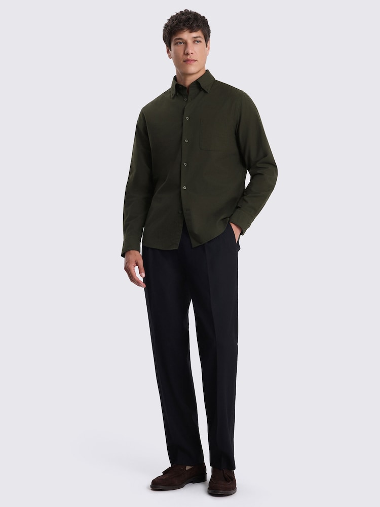 MOSS Dark Green Washed Oxford Shirt - Image 2 of 4