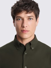 MOSS Dark Green Washed Oxford Shirt - Image 3 of 4