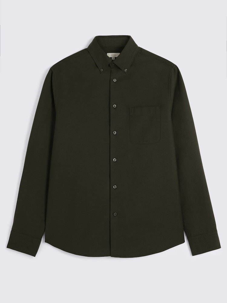 MOSS Dark Green Washed Oxford Shirt - Image 4 of 4