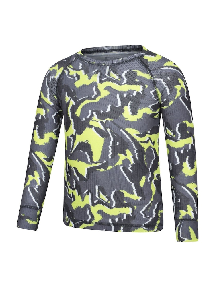 Mountain Warehouse Green Talus Printed Quick Dry Kids Baselayer Top & Thermals Set - Image 2 of 9 Mountain Warehouse Green Talus Printed Quick Dry Kids Baselayer Top & Thermals Set - Image 2 of 9