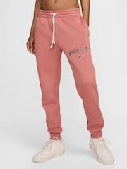Nike Pink Phoenix Fleece Mid-Rise Logo Joggers - Image 1 of 7