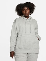 Nike Black/ chrome Curve Sportswear Phoenix Fleece Oversized Pullover Hoodie - Image 1 of 9