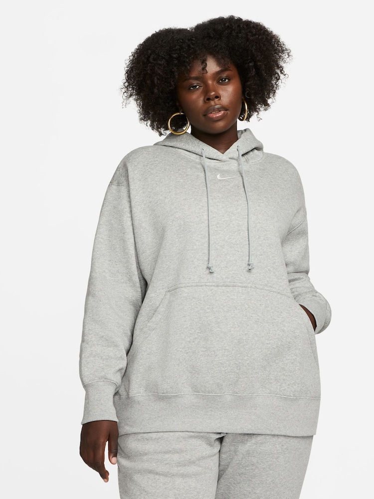 Nike Black/ chrome Curve Sportswear Phoenix Fleece Oversized Pullover Hoodie - Image 1 of 9