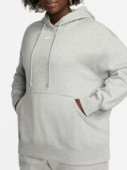 Nike Black/ chrome Curve Sportswear Phoenix Fleece Oversized Pullover Hoodie - Image 6 of 9