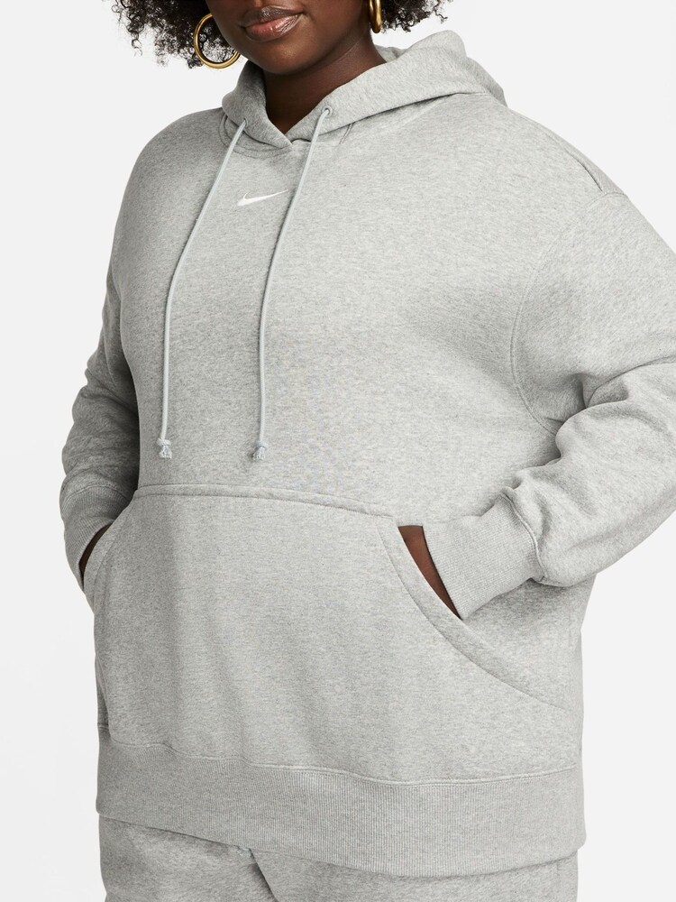 Nike Black/ chrome Curve Sportswear Phoenix Fleece Oversized Pullover Hoodie - Image 6 of 9