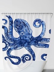 BlissHome Blue Creatures Octopus Shower Curtain - Image 1 of 3