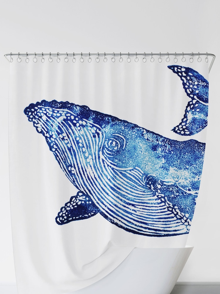 BlissHome Blue Creatures Whale Shower Curtain - Image 1 of 3