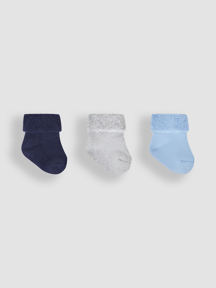 JoJo Maman Bébé Navy Blue 3-Pack Baby Socks - Image 1 of 4
