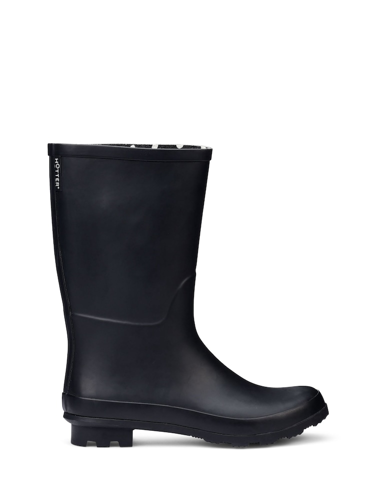 Hotter Black Standard Fit Puddle Slip-On Wellies - Image 1 of 4 Hotter Black Standard Fit Puddle Slip-On Wellies - Image 1 of 4