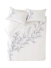 Laura Ashley Midnight Pussy Willow Sprig Embroidered 100% Cotton Duvet Cover And Pillowcase Set - Image 5 of 5