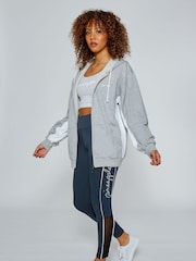 Pineapple Light Grey Stripe Panel Zip Hoodie - Image 5 of 6