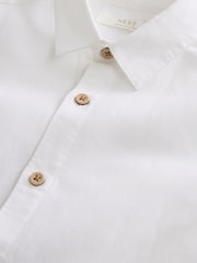 Cream Single Short Sleeves Linen Blend Shirt (3mths-16yrs) - Image 1 of 3